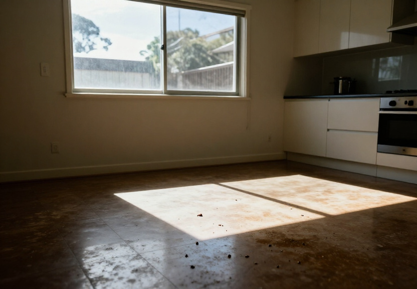 Rodent infestation in a Gladesville storage room before treatment