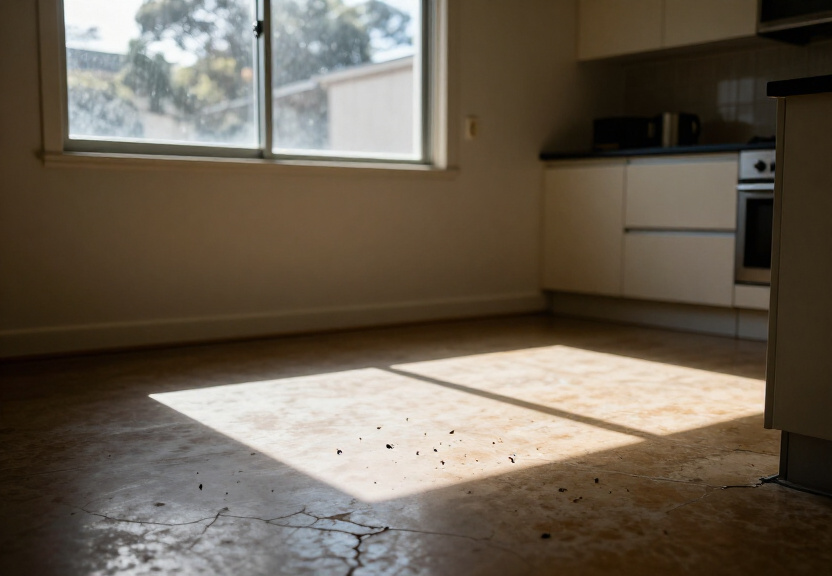Cockroach infestation in a Gladesville kitchen before treatment
